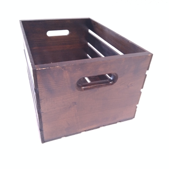 Espresso Stained Wood Slatted Crate - Picture 4 of 6